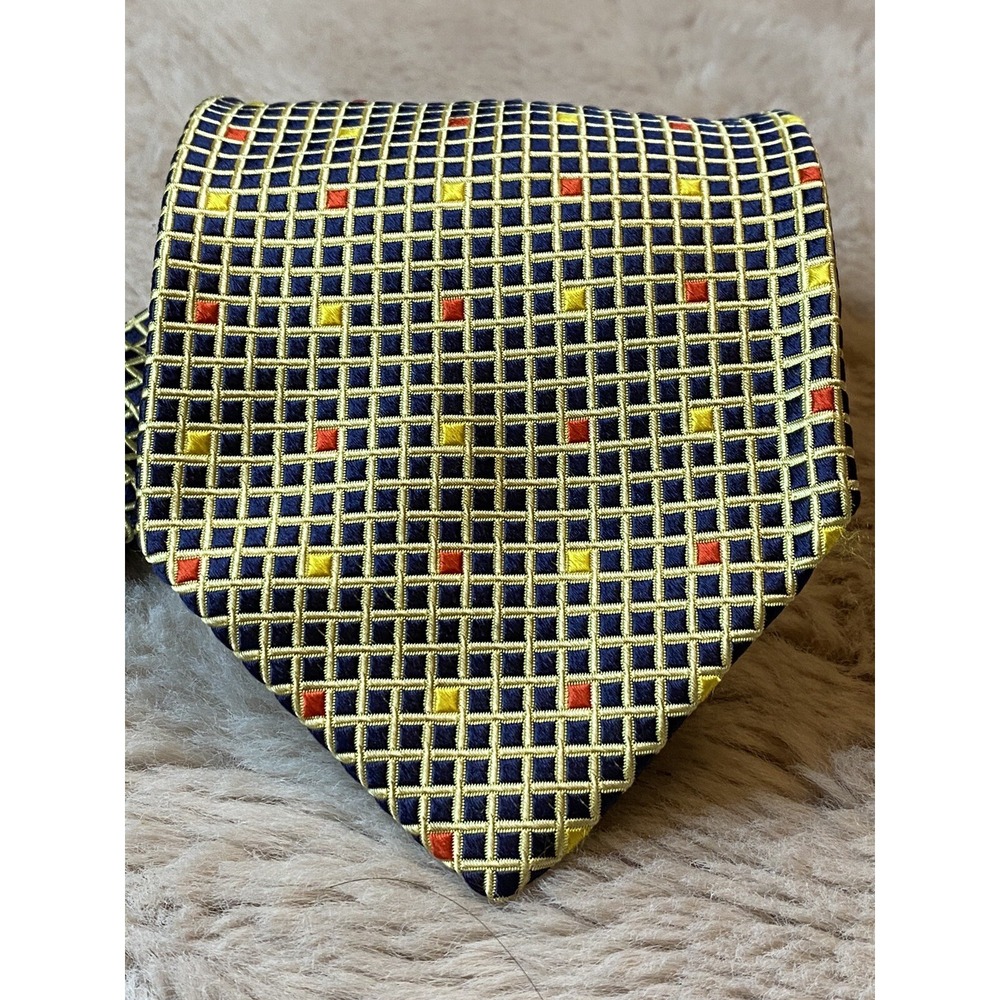 Boss Hugo Boss Men's Black/Gold/Red Geometric 100% Silk Neck Tie 55"X 4"Holiday